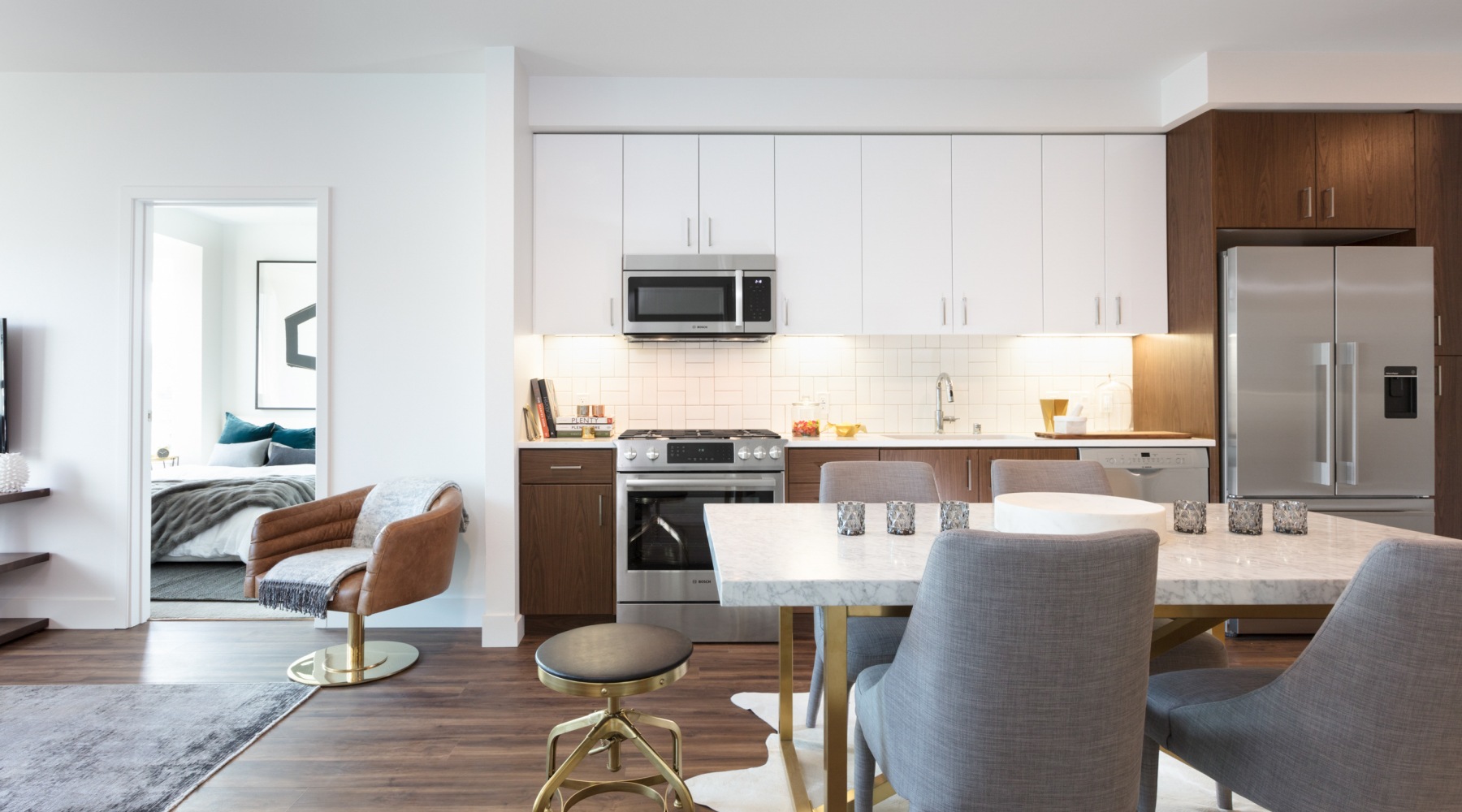 kitchen with island and seating 